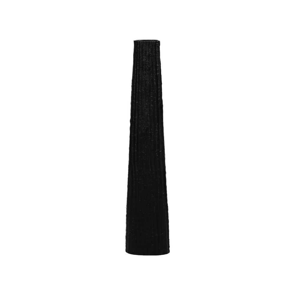 Floor Vase | Sculptural Shape | Ribbed Texture | 35" Black Aluminum