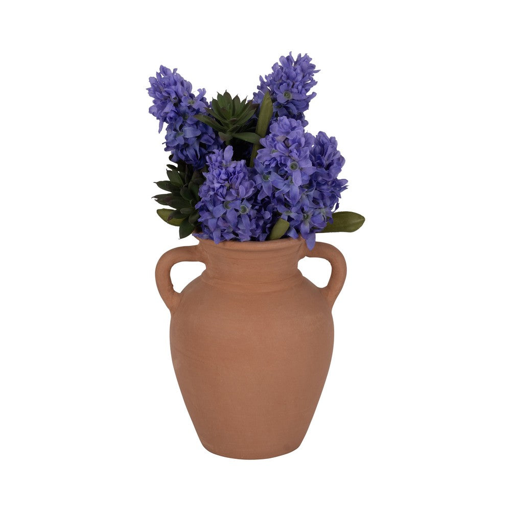 Antique Style Amphora Flower Vase with 2 Handles | 9" Brown Terracotta