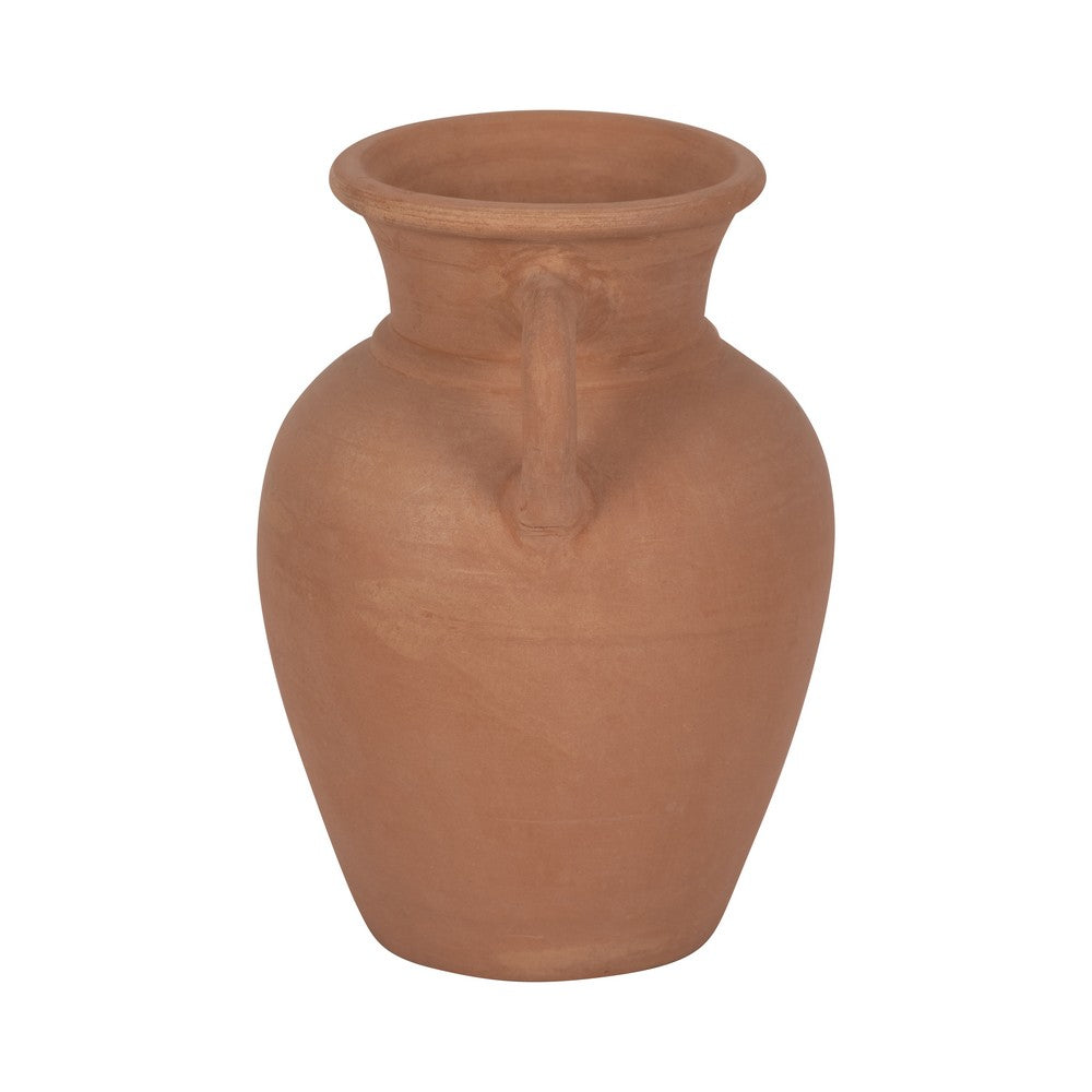 Antique Style Amphora Flower Vase with 2 Handles | 9" Brown Terracotta