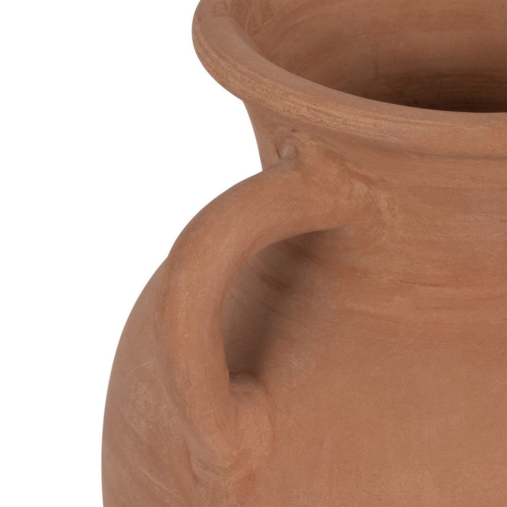 Antique Style Amphora Flower Vase with 2 Handles | 9" Brown Terracotta
