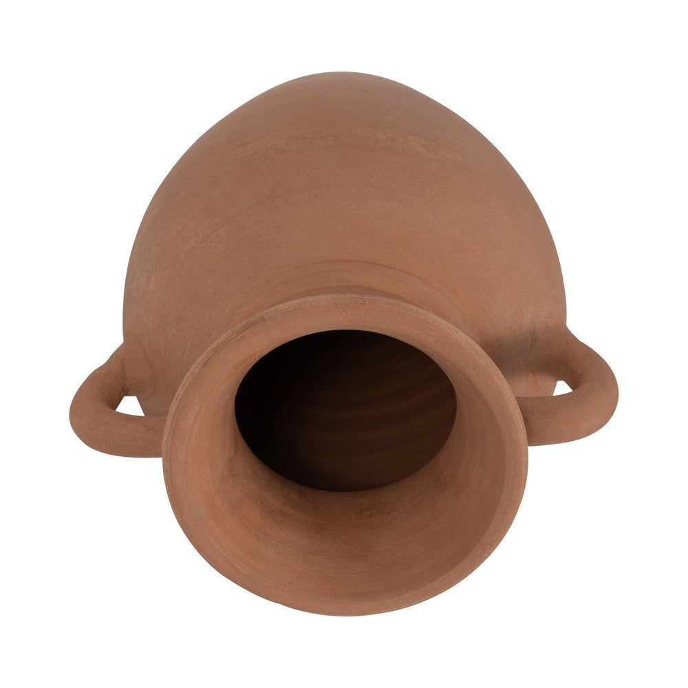 Antique Style Amphora Flower Vase with 2 Handles | 9" Brown Terracotta