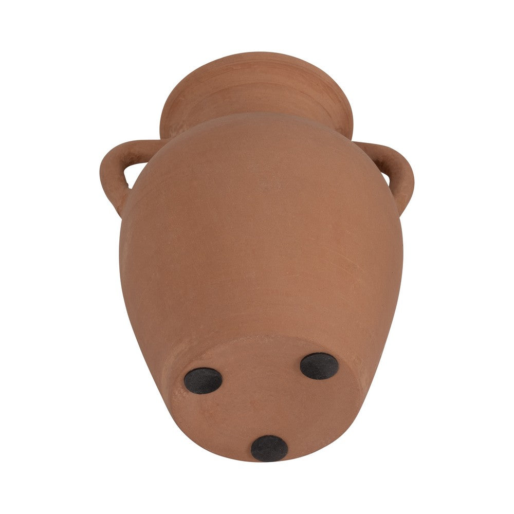 Antique Style Amphora Flower Vase with 2 Handles | 9" Brown Terracotta