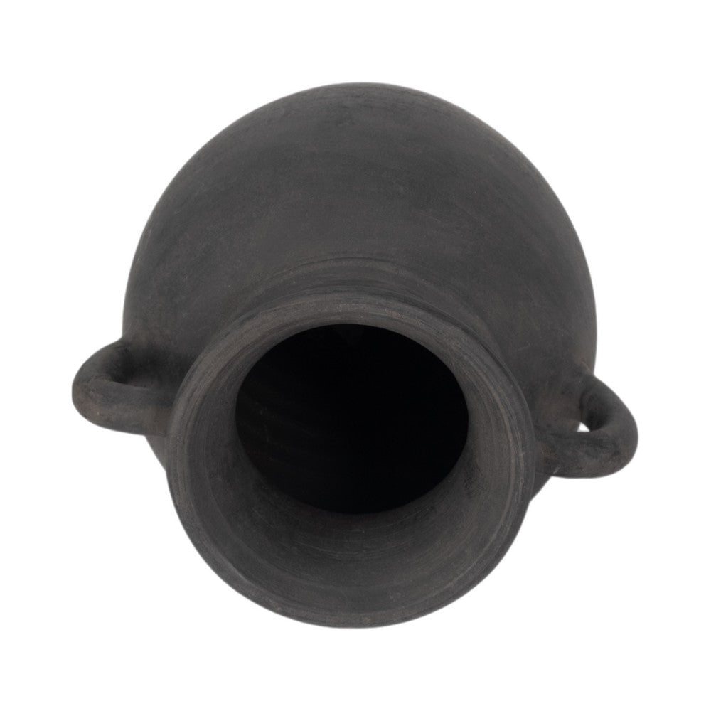 Moxie Traditional Vase with Handles | Flared Rim | Black Terracotta 10"