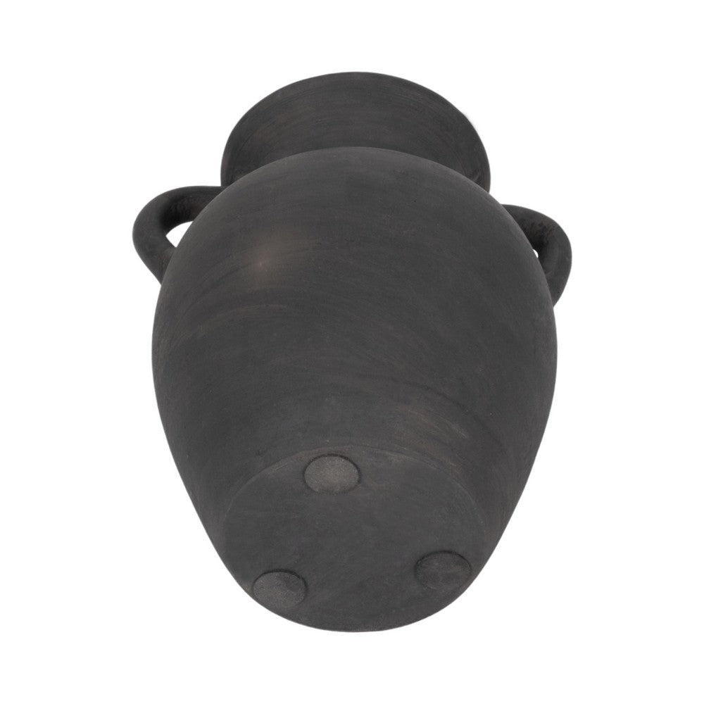 Moxie Traditional Vase with Handles | Flared Rim | Black Terracotta 10"