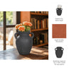 Moxie Traditional Vase with Handles | Flared Rim | Black Terracotta 10"