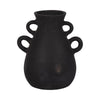 Decorative Antique Flower Vase | 4 Handles | 12" Black Terracotta