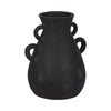 Decorative Antique Flower Vase | 4 Handles | 12" Black Terracotta