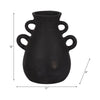 Decorative Antique Flower Vase | 4 Handles | 12" Black Terracotta
