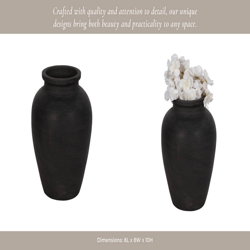 Handmade Pottery Decorative Jug | 10" | Traditional Black Terracotta