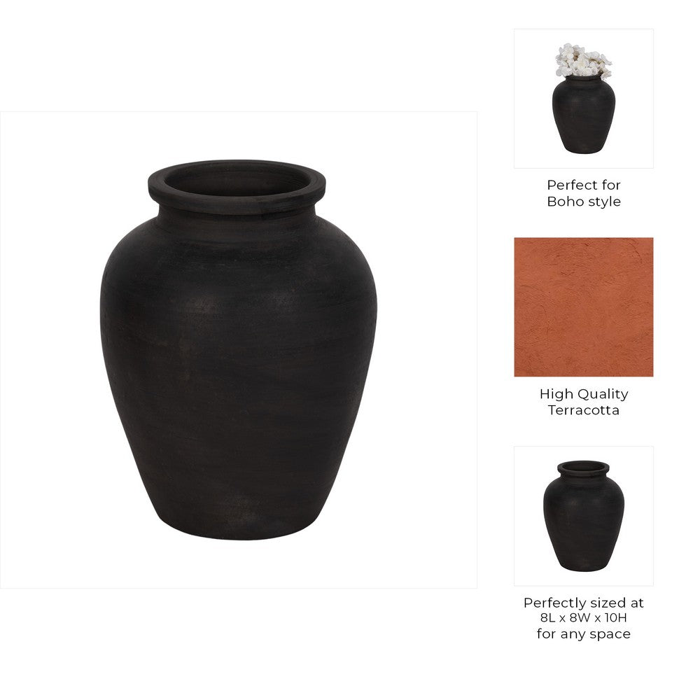 Handmade Pottery Decorative Jug | 10" | Traditional Black Terracotta