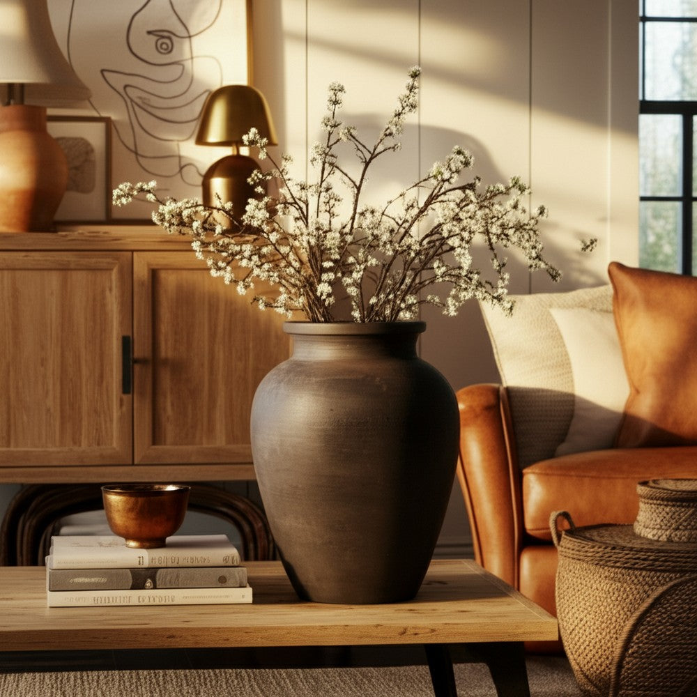 Handmade Pottery Decorative Jug | 10" | Traditional Black Terracotta