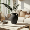 Decorative Amphora Vase w 2 Ear Handles | Black Terracotta | 13"