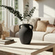 Decorative Amphora Vase w 2 Ear Handles | Black Terracotta | 13"
