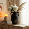 Decorative Amphora Vase w 2 Ear Handles | Black Terracotta | 13"