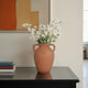 Antique Flower Vase w 2 Handles | Rustic Brown Terracotta | 13"
