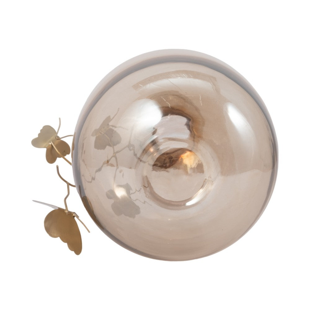 Glass Vase | 10" Metallic Butterfly Garland | Vintage Rose Gold