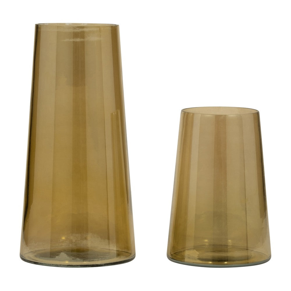 Decorative Vase | Tapered Cylinder Shape | Gold Luster Glass | 8"
