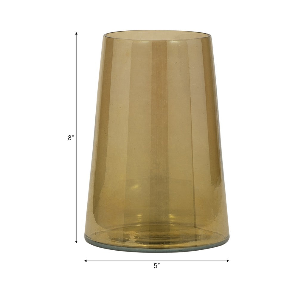 Decorative Vase | Tapered Cylinder Shape | Gold Luster Glass | 8"