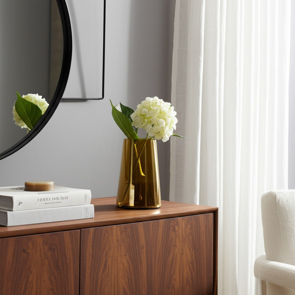 Decorative Vase | Tapered Cylinder Shape | Gold Luster Glass | 8"
