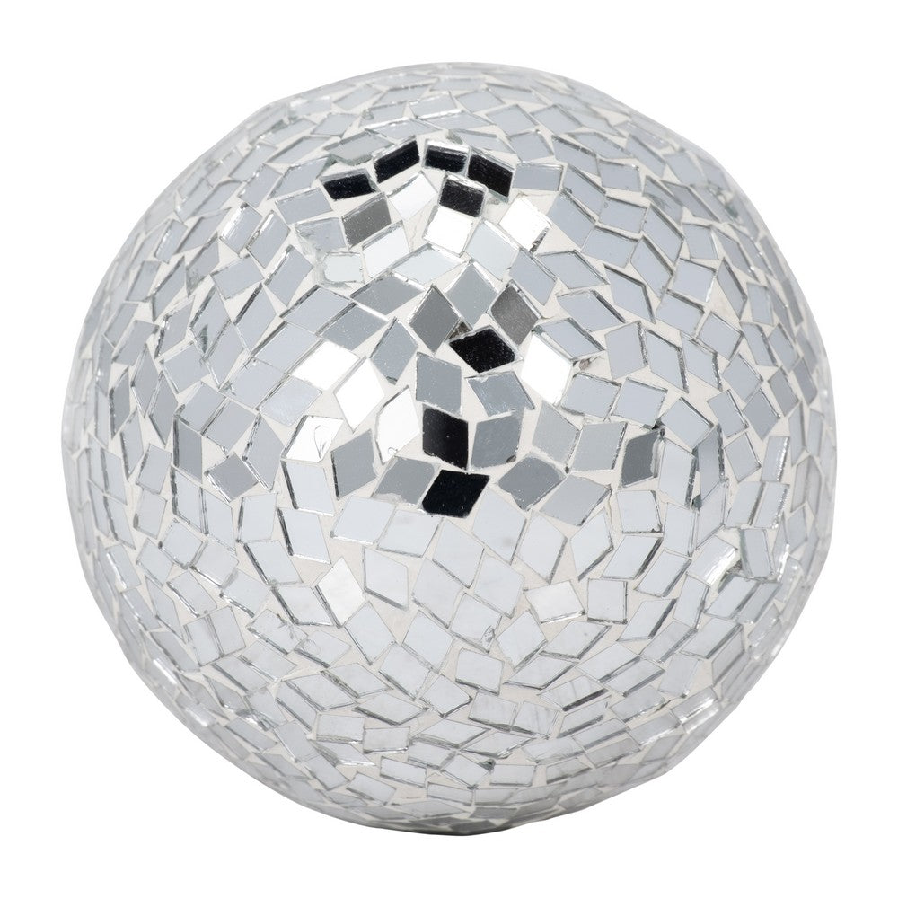 Rumi Mosaic Mushroom Decorative Figurine | Silver | Mango Wood 10"