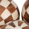 Decorative Round Orbs Set of 3 | Ivory & Brown Checkered | 4/5/6"