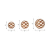 Decorative Round Orbs Set of 3 | Ivory & Brown Checkered | 4/5/6"