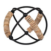 Decorative 9" Orb | Abacus Design Natural Brown Wood | Black Iron
