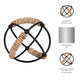 Decorative 9" Orb | Abacus Design Natural Brown Wood | Black Iron