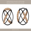 Decorative 9" Orb | Abacus Design Natural Brown Wood | Black Iron