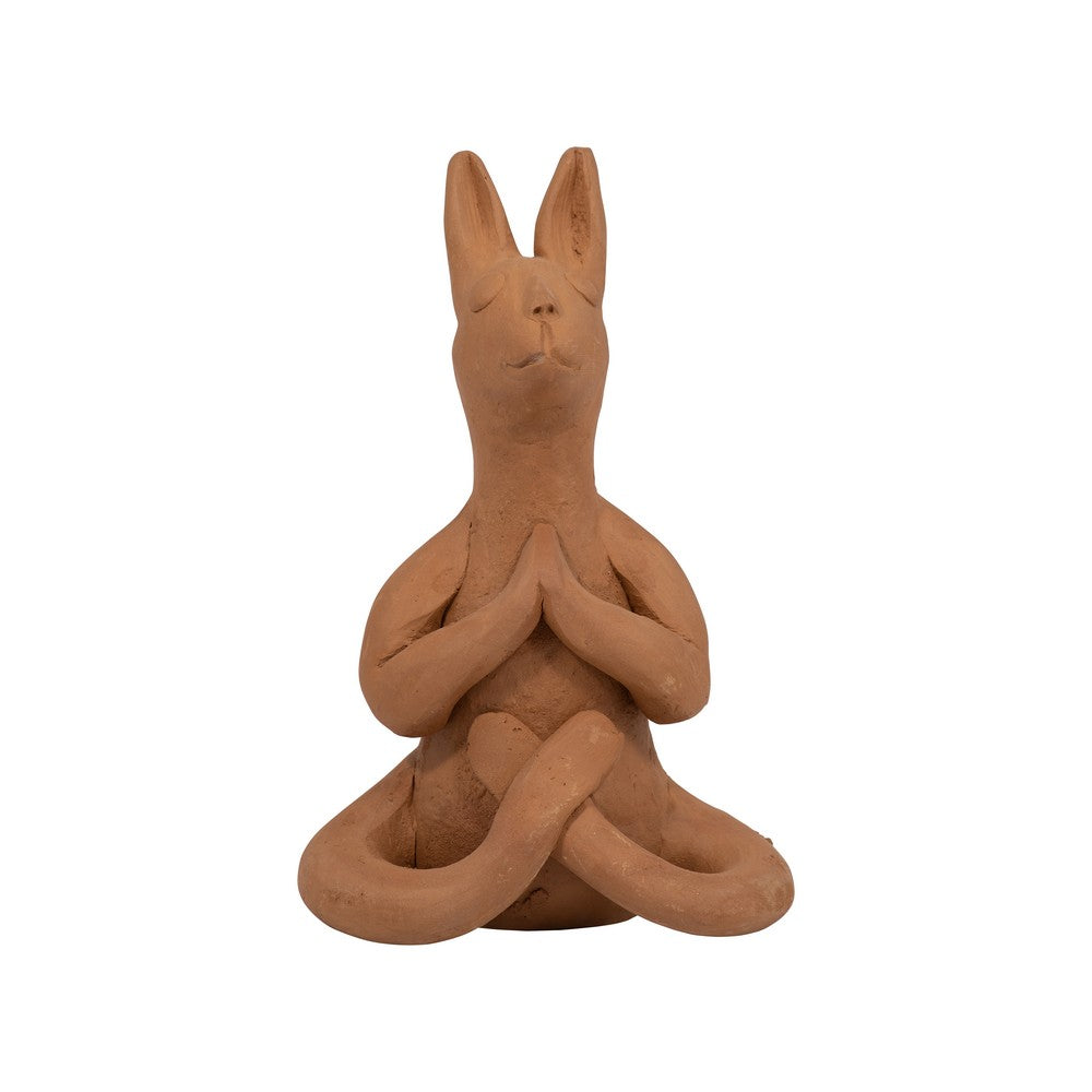Artie Namaste Yoga Bunny | Meditative Pose | Natural Brown Terracotta 7"