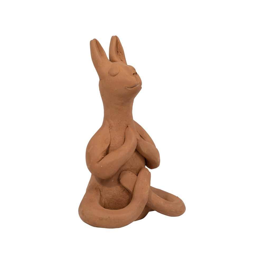 Artie Namaste Yoga Bunny | Meditative Pose | Natural Brown Terracotta 7"