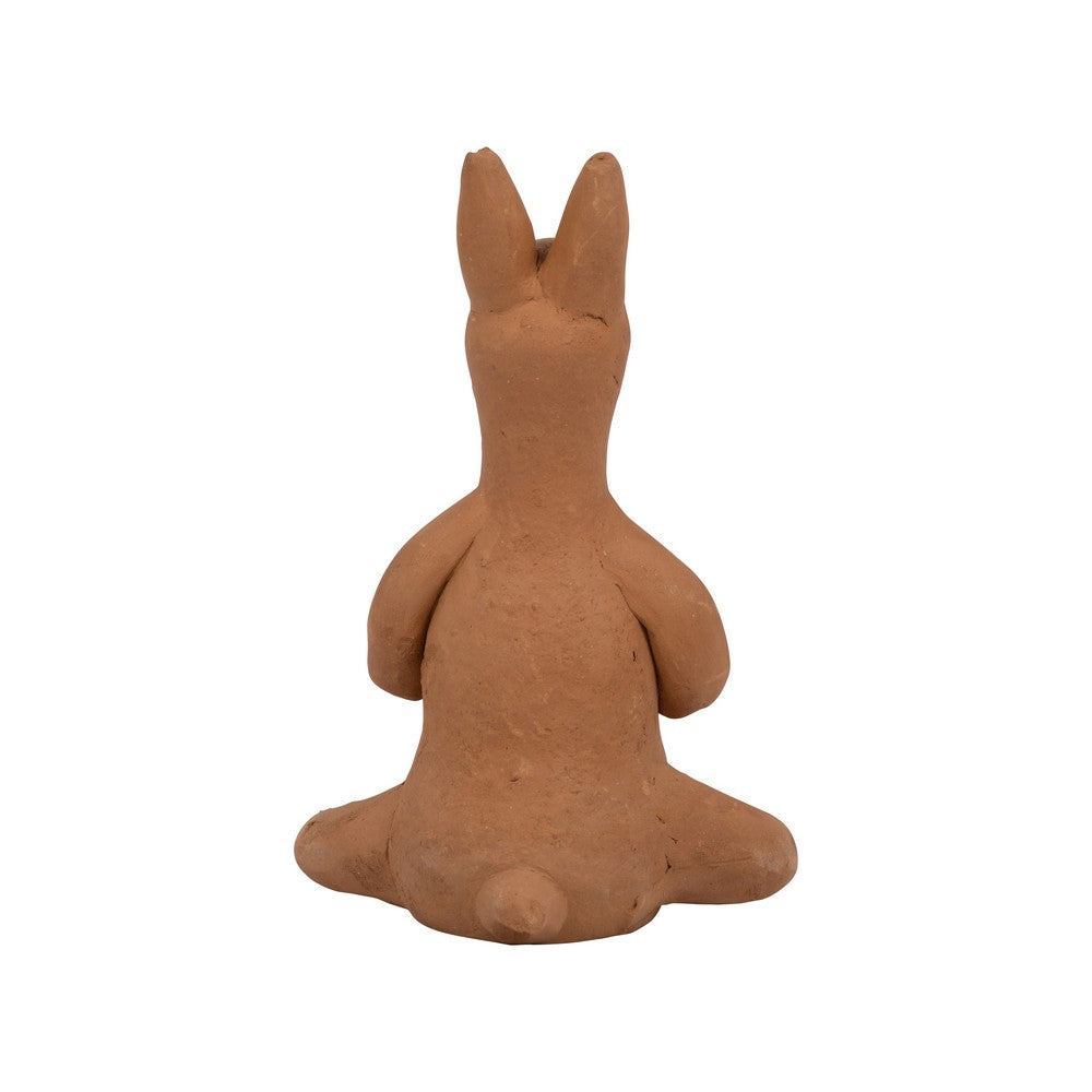 Artie Namaste Yoga Bunny | Meditative Pose | Natural Brown Terracotta 7"
