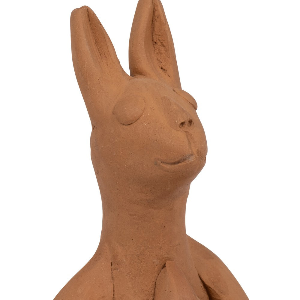 Artie Namaste Yoga Bunny | Meditative Pose | Natural Brown Terracotta 7"