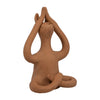 Salutation Yoga Bunny Figurine | Meditating Pose | Brown Terracotta 10"