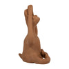Salutation Yoga Bunny Figurine | Meditating Pose | Brown Terracotta 10"
