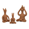 Salutation Yoga Bunny Figurine | Meditating Pose | Brown Terracotta 10"