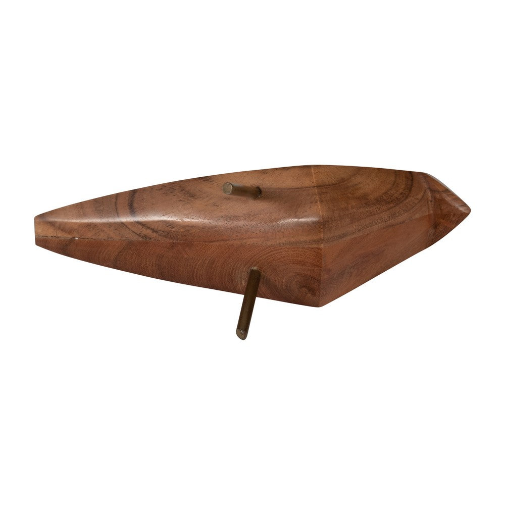 Decorative Standing Bird Figurine | 9" Abstract Brown Mango Wood & Metal