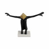 Open Arm Man Decorative Tabletop Sculpture | 13" Black | White Marble