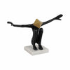 Open Arm Man Decorative Tabletop Sculpture | 13" Black | White Marble