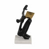 Open Arm Man Decorative Tabletop Sculpture | 13" Black | White Marble