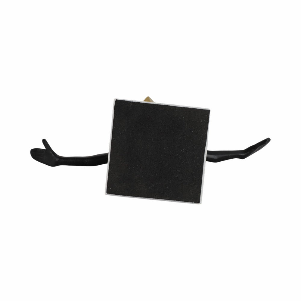 Open Arm Man Decorative Tabletop Sculpture | 13" Black | White Marble