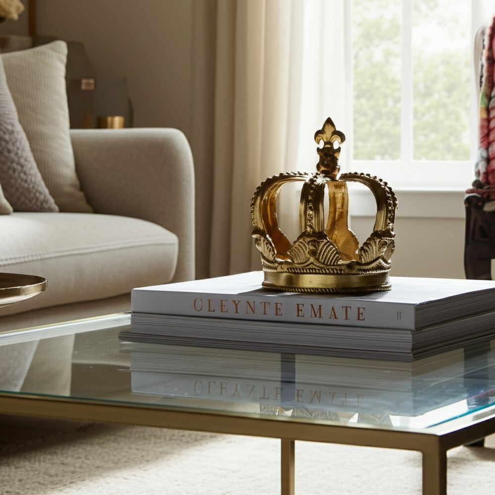 Swany Decorative Crown| Intricate Details | Gold Aluminum 7"