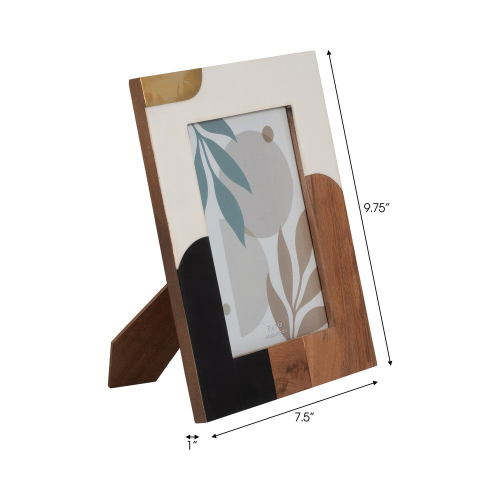 8 x 10 Decorative Framed Art Photo | Ivory Abstract Blocks | Wood & Resin
