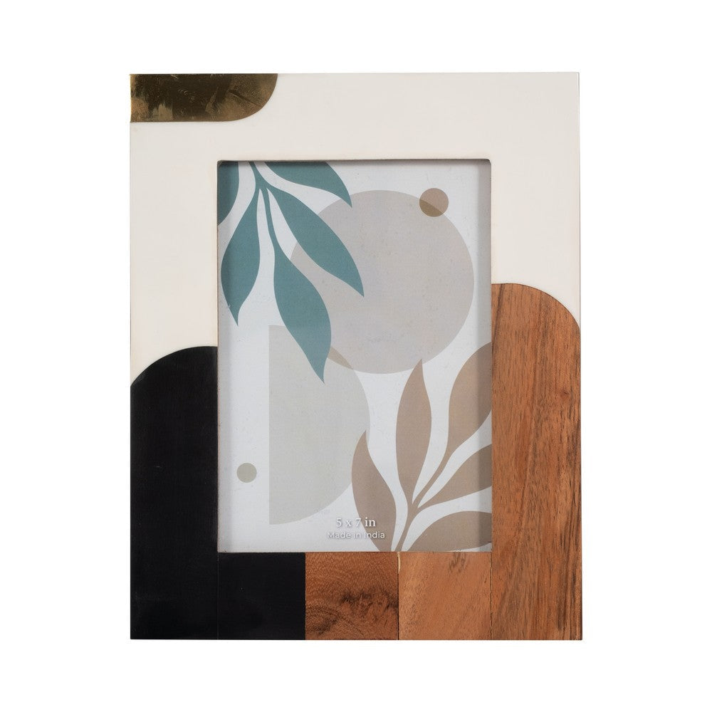 8 x 10 Decorative Framed Art Photo | Ivory Abstract Blocks | Wood & Resin SBH-18340-02