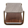 Coffee Table | 48" Rectangular Marble Top with 1 Open Shelf | Gold Legs