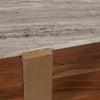 Coffee Table | 48" Rectangular Marble Top with 1 Open Shelf | Gold Legs