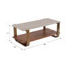 Coffee Table | 48" Rectangular Marble Top with 1 Open Shelf | Gold Legs
