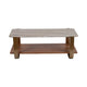Coffee Table | 48" Rectangular Marble Top with 1 Open Shelf | Gold Legs