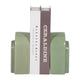 Decorative Bookends Set of 2 | Arch Pattern | Glossy Sage Green Ceramic