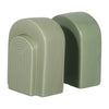Decorative Bookends Set of 2 | Arch Pattern | Glossy Sage Green Ceramic